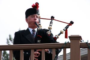 Bob McMichael on the bagpipes at a Boise wedding